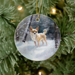 Chihuahua - Lass es schneien Weihnachten Keramik Ornament