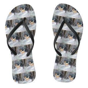 Chihuahua lässt es Weihnachten schnee Flip Flops