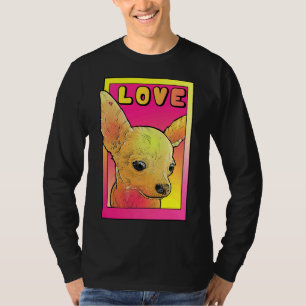 Chihuahua Liebe Rosa und Gelb Pop Kunst T-Shirt