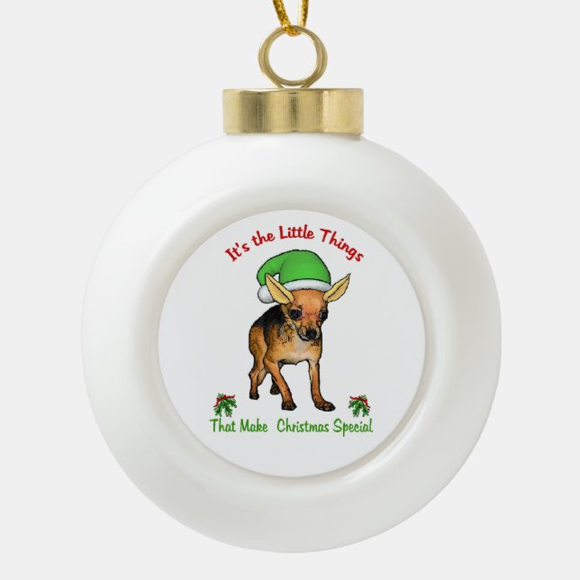 Chihuahua Liebe Weihnachten Keramik Kugel-Ornament (Vorderseite)