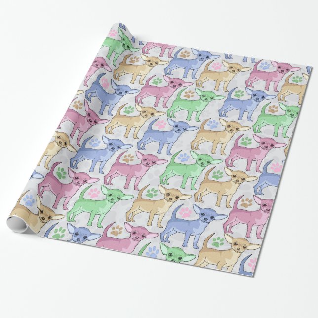 Chihuahua-Liebhaber-buntes Muster Geschenkpapier (Ungerollt)