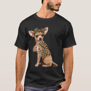 Chihuahua-Liebhaber Ich liebe Mama Tattoo Leopard T-Shirt