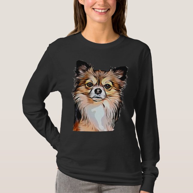Chihuahua Long Coat Tri Color T-Shirt (Vorderseite)