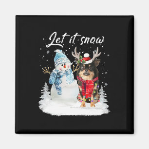 Chihuahua Long hatte Santa Dog Weihnachtsschneeman Magnet