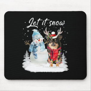 Chihuahua Long hatte Santa Dog Weihnachtsschneeman Mousepad