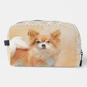 Chihuahua Longhaarige Malerei Original Hunde Kunst Waschbeutel