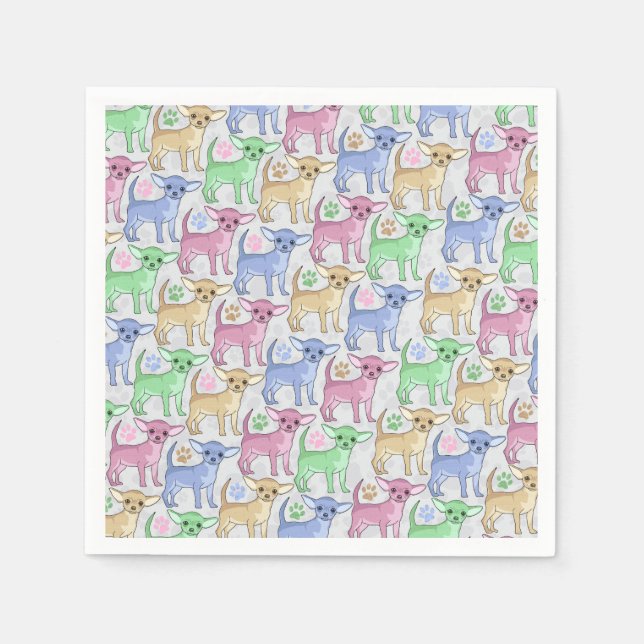 Chihuahua Lover farbenfrohe Muster Serviette (Vorderseite)