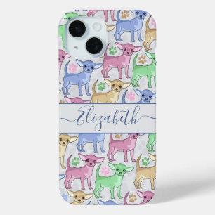 Chihuahua Lover farbiges Muster Name hinzufügen Case-Mate iPhone Hülle