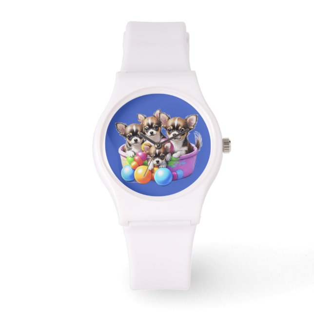 Chihuahua lustige Welpen Armbanduhr (Vorderseite)