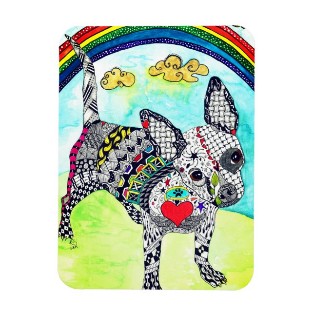 Chihuahua Magnet niedlich und farbenfroh 3"x4" (Vertikal)