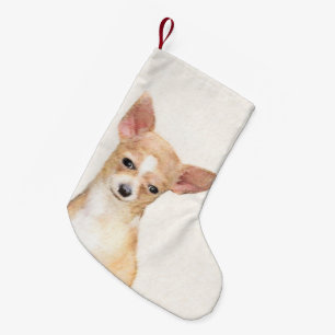 Chihuahua Malerei - Niedliche Hundekunst Kleiner Weihnachtsstrumpf