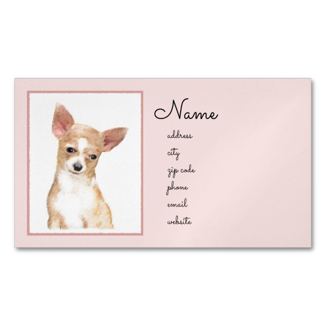 Chihuahua Malerei - Niedliche Hundekunst Magnetische Visitenkarte (Vorderseite)