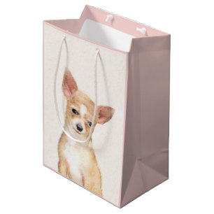 Chihuahua Malerei - Niedliche Hundekunst Mittlere Geschenktüte