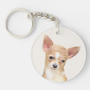Chihuahua Malerei - Niedliche Hundekunst Schlüsselanhänger