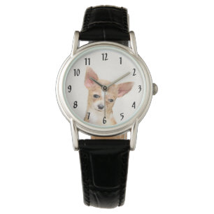 Chihuahua-Malerei - Niedliche Original-Hundkunst Armbanduhr