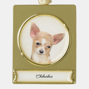 Chihuahua-Malerei - Niedliche Original-Hundkunst Banner-Ornament Gold
