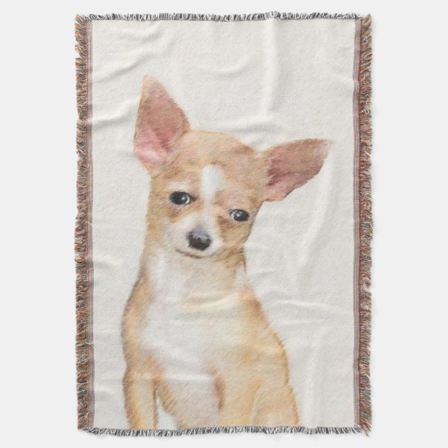Chihuahua-Malerei - Niedliche Original-Hundkunst Decke (Vorderseite Vertikal)