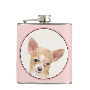 Chihuahua-Malerei - Niedliche Original-Hundkunst Flachmann