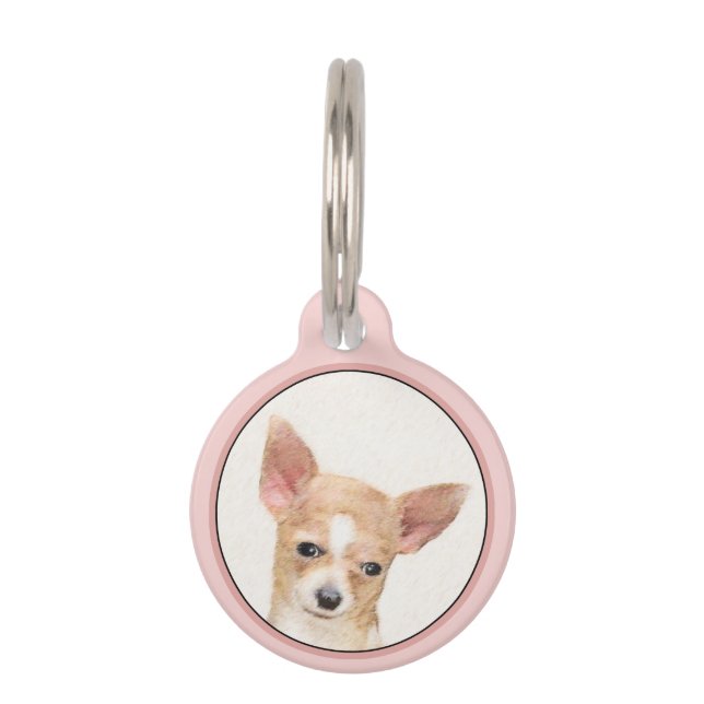 Chihuahua-Malerei - Niedliche Original-Hundkunst Haustiermarke (Vorderseite)