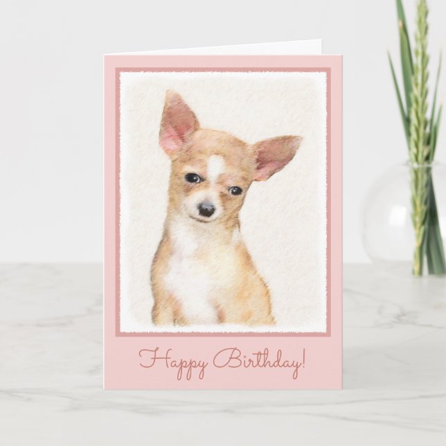 Chihuahua-Malerei - Niedliche Original-Hundkunst Karte (Vorderseite)