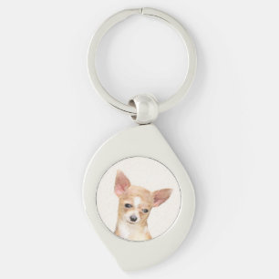 Chihuahua-Malerei - Niedliche Original-Hundkunst Schlüsselanhänger