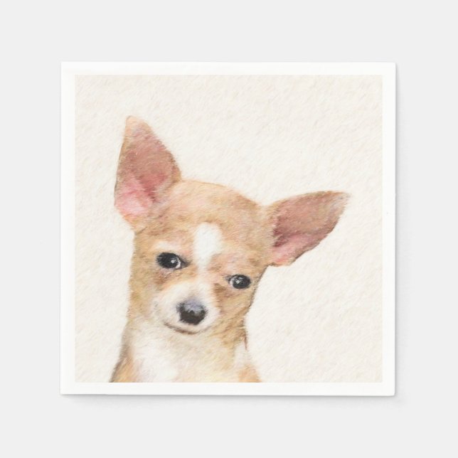 Chihuahua-Malerei - Niedliche Original-Hundkunst Serviette (Vorderseite)