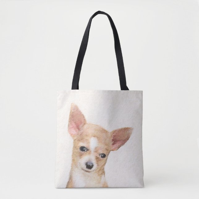 Chihuahua-Malerei - Niedliche Original-Hundkunst Tasche (Vorderseite)