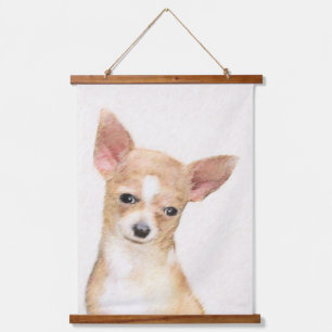 Chihuahua-Malerei - Niedliche Original-Hundkunst Wandteppich Mit Holzrahmen