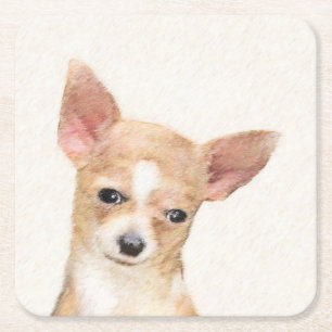 Chihuahua-Malerei - Süße originelle Hundekunst Rechteckiger Pappuntersetzer