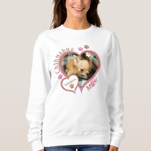 Chihuahua-Mama Benutzerdefiniertes Foto und Name Sweatshirt (Vorderseite)