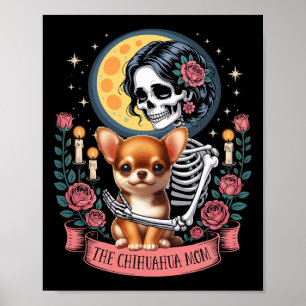 Chihuahua Mama Halloween Hund Onwer Skeleton Wom Poster