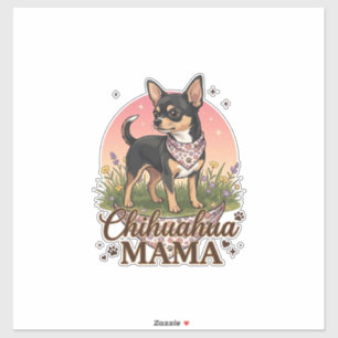 Chihuahua Mama Hund Rosa Blumen-Halstuch_1 Aufkleber