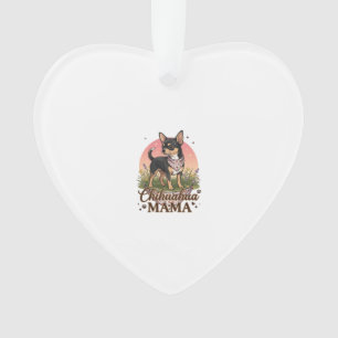 Chihuahua Mama Hund Rosa Blumen-Halstuch_1 Ornament