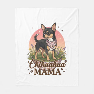 Chihuahua Mama Hund Rosa Blumenbandana_1 Fleecedecke