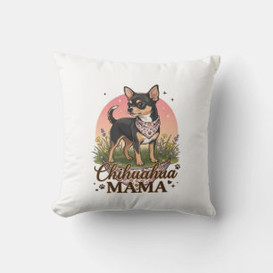 Chihuahua Mama Hund Rosa Blumenbandana_1 Kissen
