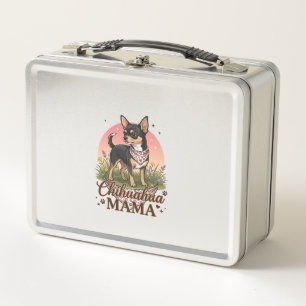 Chihuahua Mama Hund Rosa Blumenbandana_1 Metall Brotdose