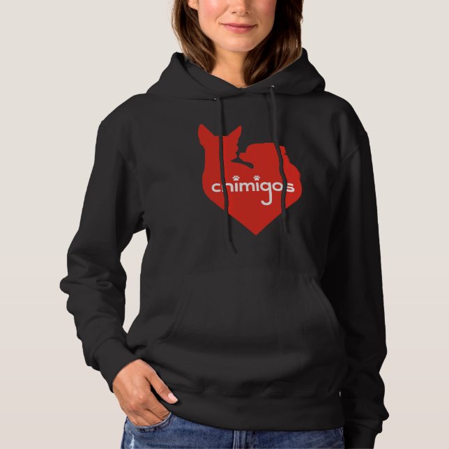 Chihuahua Mama Liebe Herz Chimigos Logo Hoodie (Vorderseite)