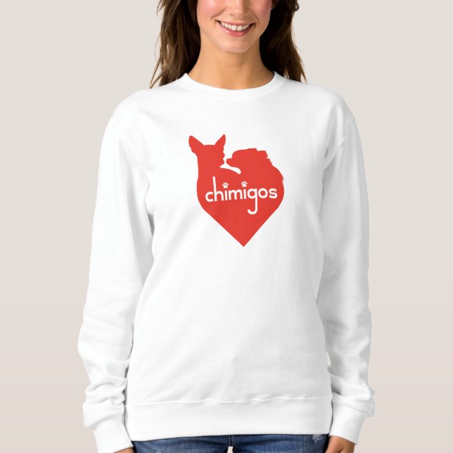 Chihuahua Mama Liebe Herz Chimigos Logo Sweatshirt (Vorderseite)