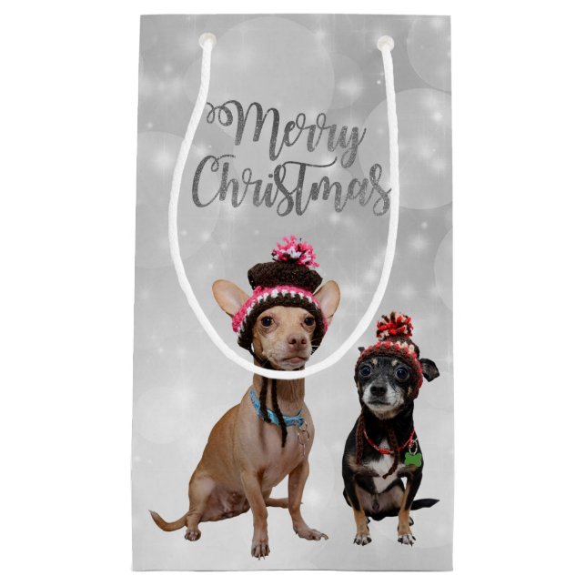 Chihuahua Merry Christmas Kleine Geschenktüte (Vorderseite)