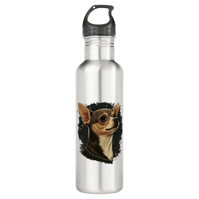 Chihuahua Merry Christmas X-Mas Tree Niedlich Edelstahlflasche (Vorderseite)