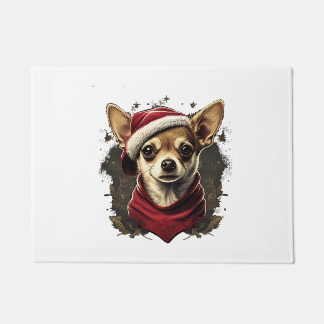 Chihuahua Merry Christmas X-Mas Tree Niedlich Fußmatte (Vorderseite)