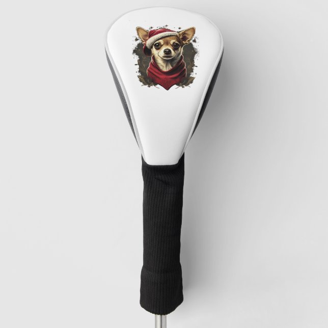 Chihuahua Merry Christmas X-Mas Tree Niedlich Golf Headcover (Vorderseite)