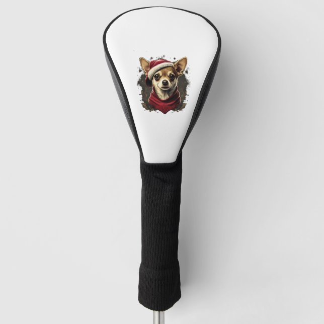 Chihuahua Merry Christmas X-Mas Tree Niedlich Golf Headcover (Vorderseite)