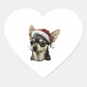 Chihuahua Merry Christmas X-Mas Tree Niedlich Herz-Aufkleber