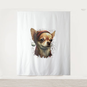 Chihuahua Merry Christmas X-Mas Tree Niedlich Wandteppich