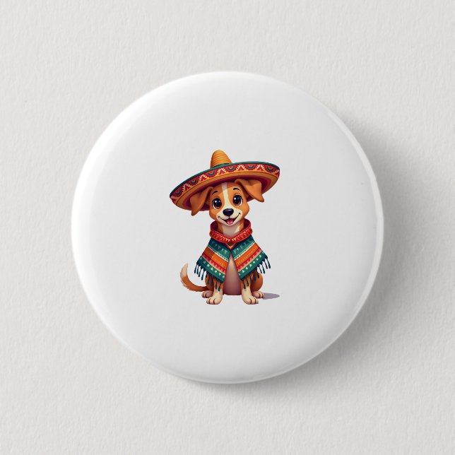 Chihuahua Mexico Cinco de Mayo Funny Dog (2) Button (Vorderseite)