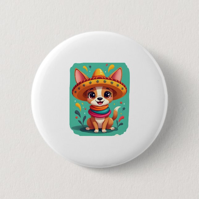 Chihuahua Mexico Cinco de Mayo Funny Dog (2) Button (Vorderseite)