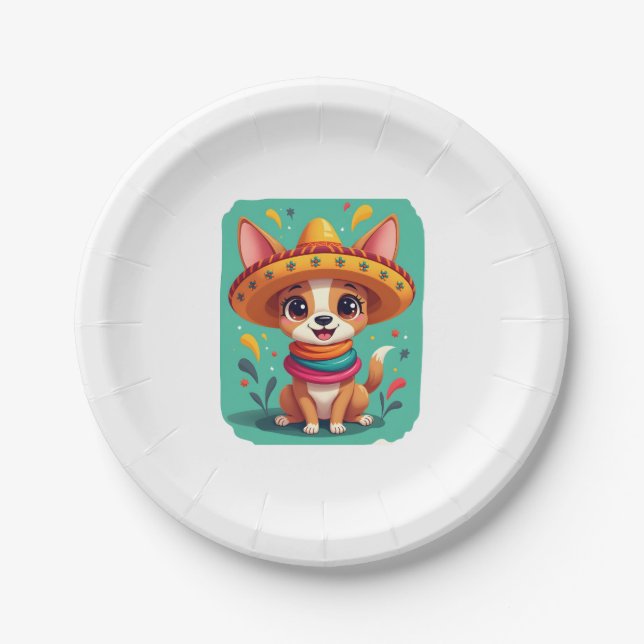 Chihuahua Mexico Cinco de Mayo Funny Dog (2) Pappteller (Vorderseite)