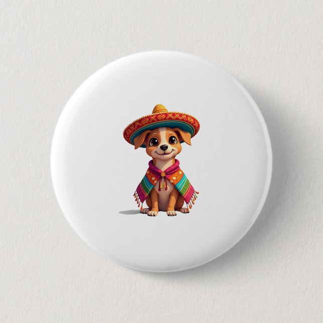 Chihuahua Mexico Cinco de Mayo Funny Dog (4) Button (Vorderseite)