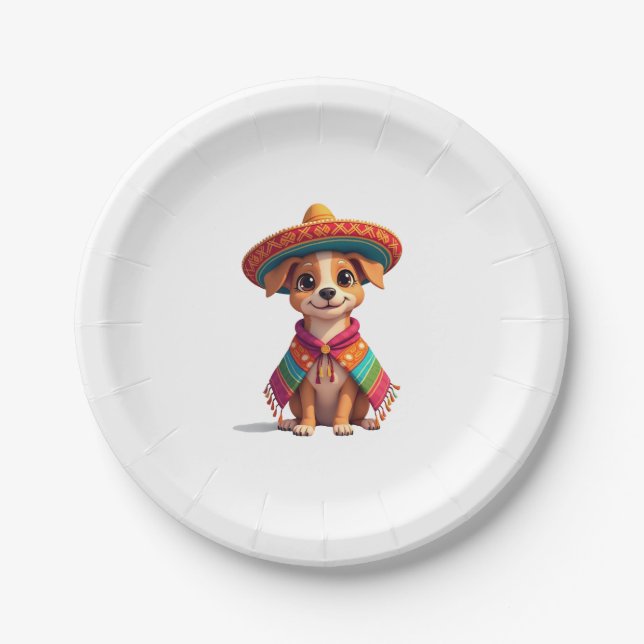 Chihuahua Mexico Cinco de Mayo Funny Dog (4) Pappteller (Vorderseite)